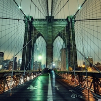 brooklyn bridge at night hdr