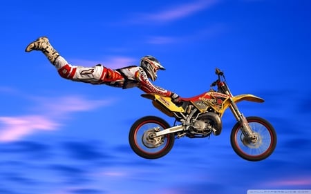 motocross jump - motorbike, blue sky, jump, rider