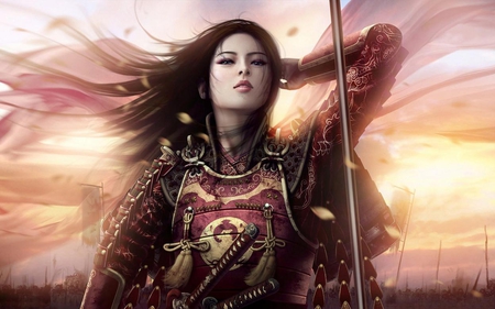 Warrior Woman. - sword, warrior, red, woman