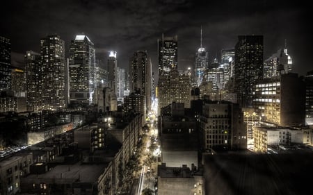 New York City - new york, view, city, night, skyscrapers