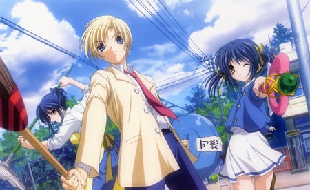 Clannad - wand, pan, anime, mei, broom, town, youhei, sunohara, clannad, other