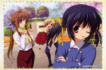 Clannad - roses, anime, mei, youhei, sunohara, clannad, other