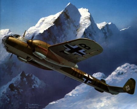 The Flying Pencil - german, ww2, plane, antique, pencil, dornier, do, do-215, painting, art, classic, bomber, luftwaffe, drawing, airplane, world, do215, flying, war, wwii, 215