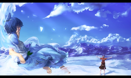 Touhou - clouds, touhou, kaku seiga, tagme, sky, miyako yoshika