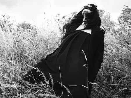 IN THE FIELD - woman, nature, portrait, photography, moods, atmosphere, bw, feel