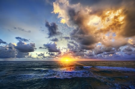 lovely sunset - nature, sunset, lovely, sea