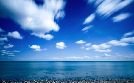 Where The Sky Meets The Earth. - clouds, sea, blue, sky