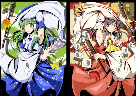 hakurei reimu kochiya sanae sinosino touhou - hakurei-reimu-kochiya-sanae, sinosino-touhou