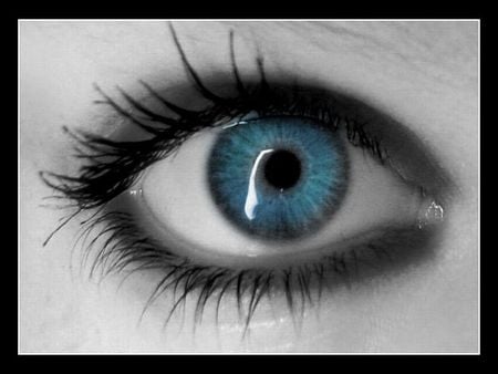 blue eyed beauty - black and white, color, fantasy, blue