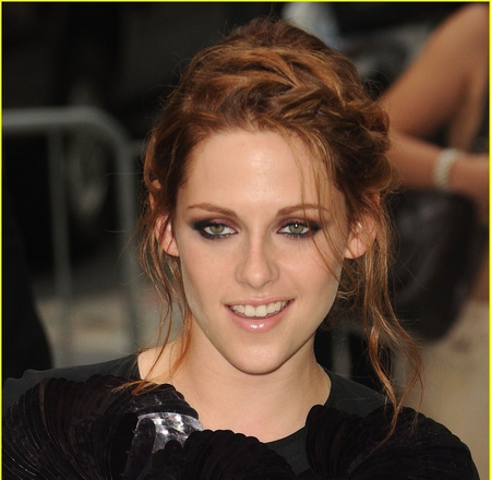 Kristen Stewart - kristen stewart, dress, girl, beauty, actress, saga, red hair, black, smile, twilight, woman, movie