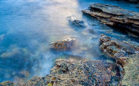 colored ocean rocks - eroded, ocean, rocks, colors