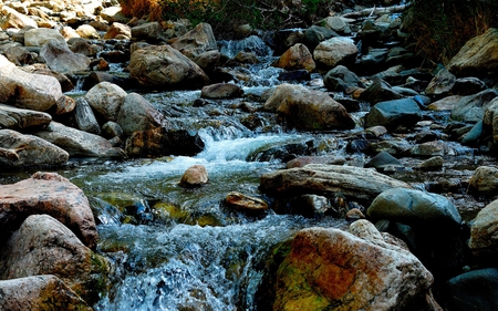 many falls - stream, waterfalls, rapids, rocks