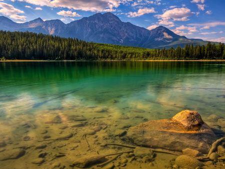 Turquoise Reflections - reflections, sky, turquoise, lake, mountain, clouds