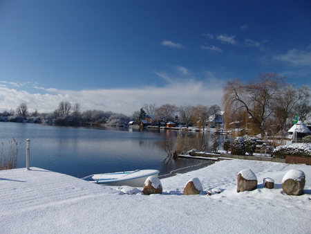 Winter lake - white, sky, lake, ice, nature, snow