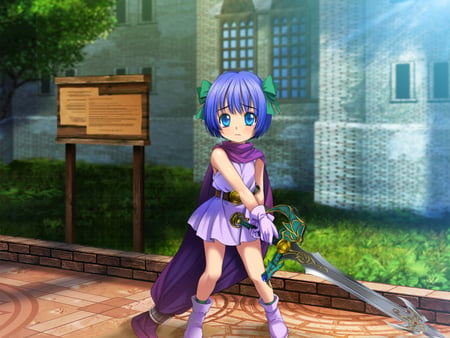 cute little warrior - anime, cute, girl, little