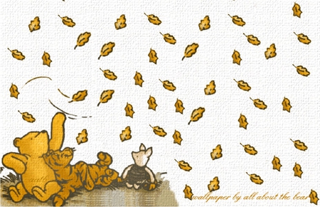 Autumn Leaves are Falling Down - piglet, autumn, falling leaves, pooh, tigger