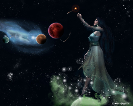 Dark_ Space_ Magic - planets, space, fantasy, magic