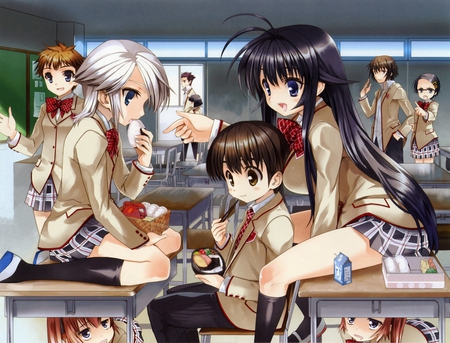 Kanokon - uniforms, anime, food, school, milk carton, other, kanokon