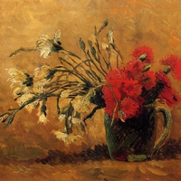 Vincent Van Gogh - Vase with Red and White Carnations on a Yellow Background