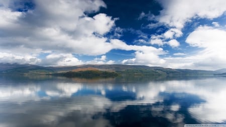 ripples on the lake - clouds, lake, shore, ripples