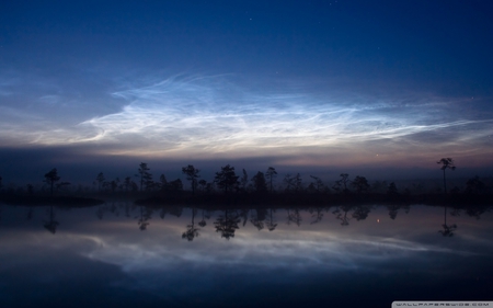 silhouettes and reflections - reflections, river, dusk, silhouettes