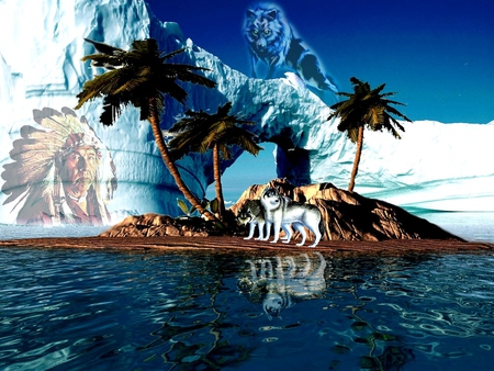 INDIAN - spirit, 2012, wolf, indian, mountain, nature, wolfs, indians, color, mountains, natures, spirits