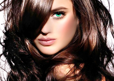 Brunette - face, brunette, green eyes, woman