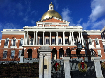 state house - boston, blue skys, state house, building