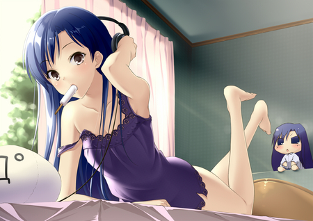 Kisaragi chihaya - bed, game, girl, popsicle, room, cg