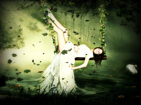 fantasy - beauty, fantasy, water, green