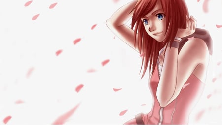 Kairi - red hair, kairi, kingdom hearts, girl, hearts, pink dress