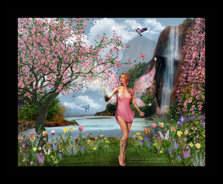 Fantasy_Spring - fairy, flowers, fantasy, spring