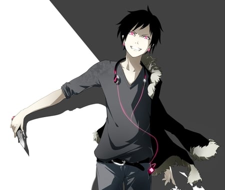 Izaya - anime, male, headphones, guy