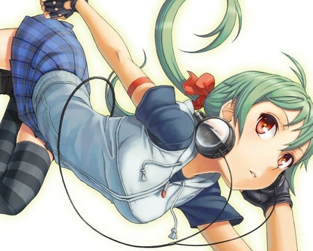 cute headphones girl - anime, cute, girl, pretty