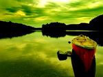 Lonely boat in the lake