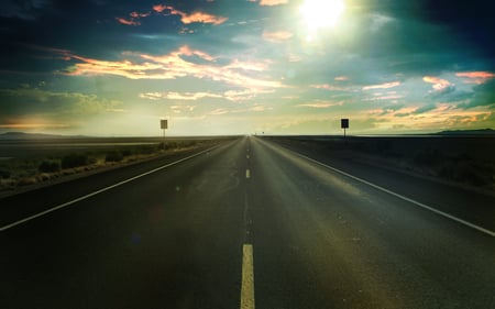 Solitary Road - road, solitary, highway, sky