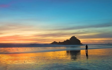 Dreamy Beach Scene - sky, beach, sunrise, sea