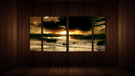 living room view - sunset, beach, window, living room