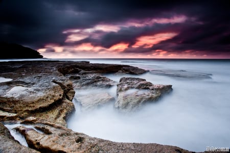 Dinosaurs - beach, tristan stefan edouard, long exposure, photography, wallpaper, sunrise