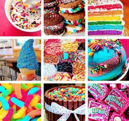 Sweet pop colors - pop, candies, wallpaper, sweet, wall, collage, ice cream, pic, jelly, picture, image, colours, colors, cake