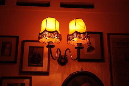 Old light - fade, lamp, orange, lantern, wall, olg