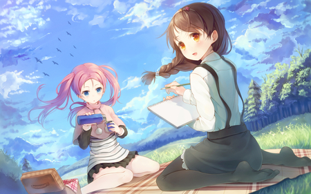 Great day - your diary, food, blush, grass, tagme, brown hair, long hair, pink hair, paseri, sky