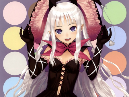 Sweet wich - hat, melty, dress, tagme, long hair, white hair, purple eyes, shining wind, taka tony