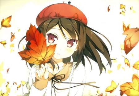 Autumn - short hair, anime, autumn, brunette, aniem girl