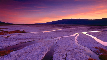 purple dry lake - lake, water, sunset, dry