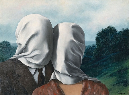 Rene Magritte - The Lovers - painting, love, art, rene magritte, the lovers