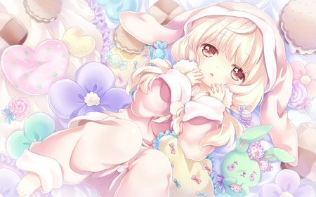 Ogiwara Kyouko - plush, ogiwara kyouko, girl, baby, female, anime, flower, blonde