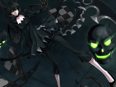 Death Master - black rock shooter, black, anime, girl, weapon