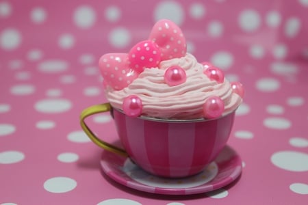 Mini Delicious - cream, delicious, fashion, entertainment, pink, girly things, precious, ribbon, pearls, sunshine, forever stripes and dots, sweet, white, lines and points, bow, teacup, shine