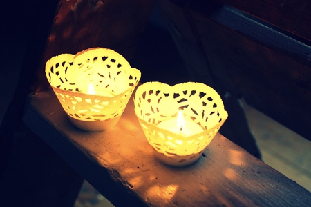 ~ By candlelight ~ - two candles, magic, fashion, summer, forever lights, warmth, spring, bright, entertainment, evening, yellow, flower suport